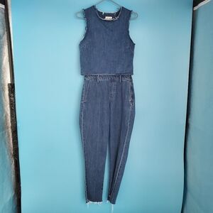 ella moss Jumpsuit Size 24 Denim Open Back Tapered Cropped